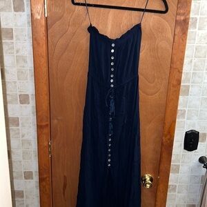 Nwt Vici Sandrine Strapless Tassel Tie Maxi Dress - Navy - Extra Small
